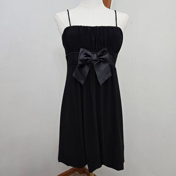 Taboo Vintage 90s Y2K Black Dress Medium Bow Dark Romantic Coquette Bubble Hem - Picture 1 of 12